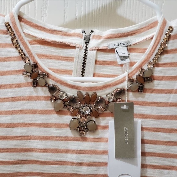 J. Crew jeweled neckline‎ striped shirt NEW!!!! Size XS - Picture 3 of 6
